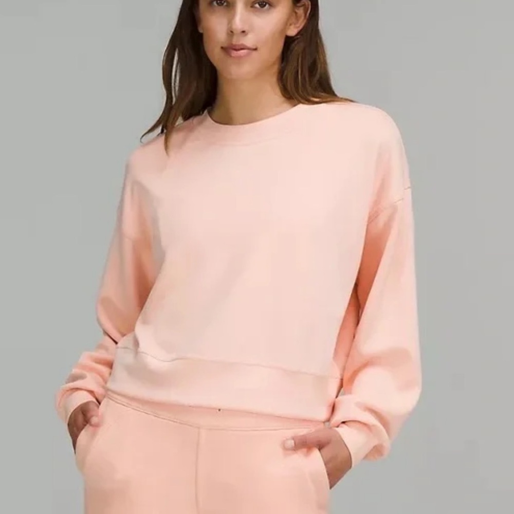 Lululemon Perfectly Oversized Cropped Crew Softstreme Peach Satin  Size 12